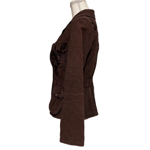 LOVE POLLY WOMENS CHOCOLATE BROWN JACKET WITH FLORAL EMBROIDERY SIZE MEDIUM - Picture 3 of 11